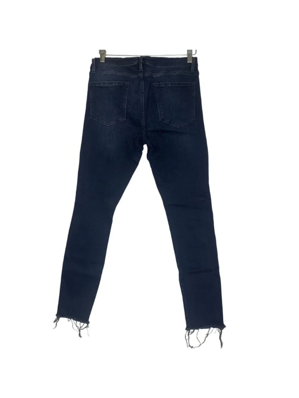 FRAME Le Skinny de Jeanne Jeans Womens 30 Dark Wash Distressed Raw Hem Skinny